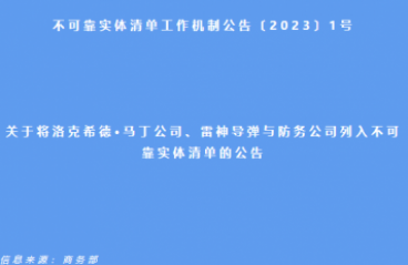 不可靠实体清单工作机制公告〔2023〕1